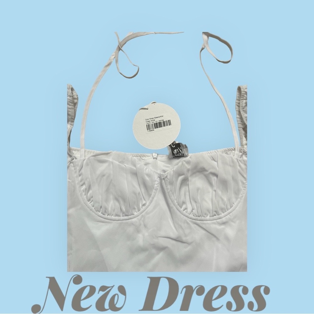 Princess Polly Dyer Sheer Sleeve Mini Dress White - US size 6/AU 10